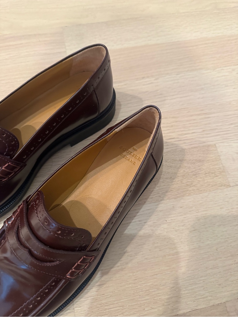 Sezane Adam Burgundy Leather Loafers - Picture 2 of 4
